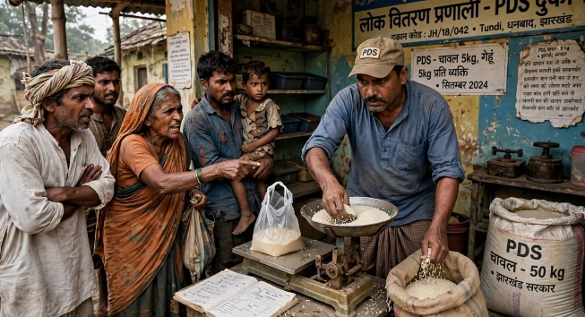 सिल्ली PDS घोटाले का नया तरीका - इलेक्ट्रॉनिक कांटे पर भी पत्थर से सेटिंग, फिर गरीब का 2-3 किलो राशन गायब